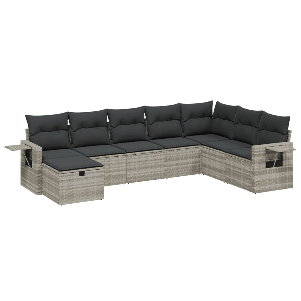 sofasæt til haven 8 dele med hynder polyrattan lysegrå