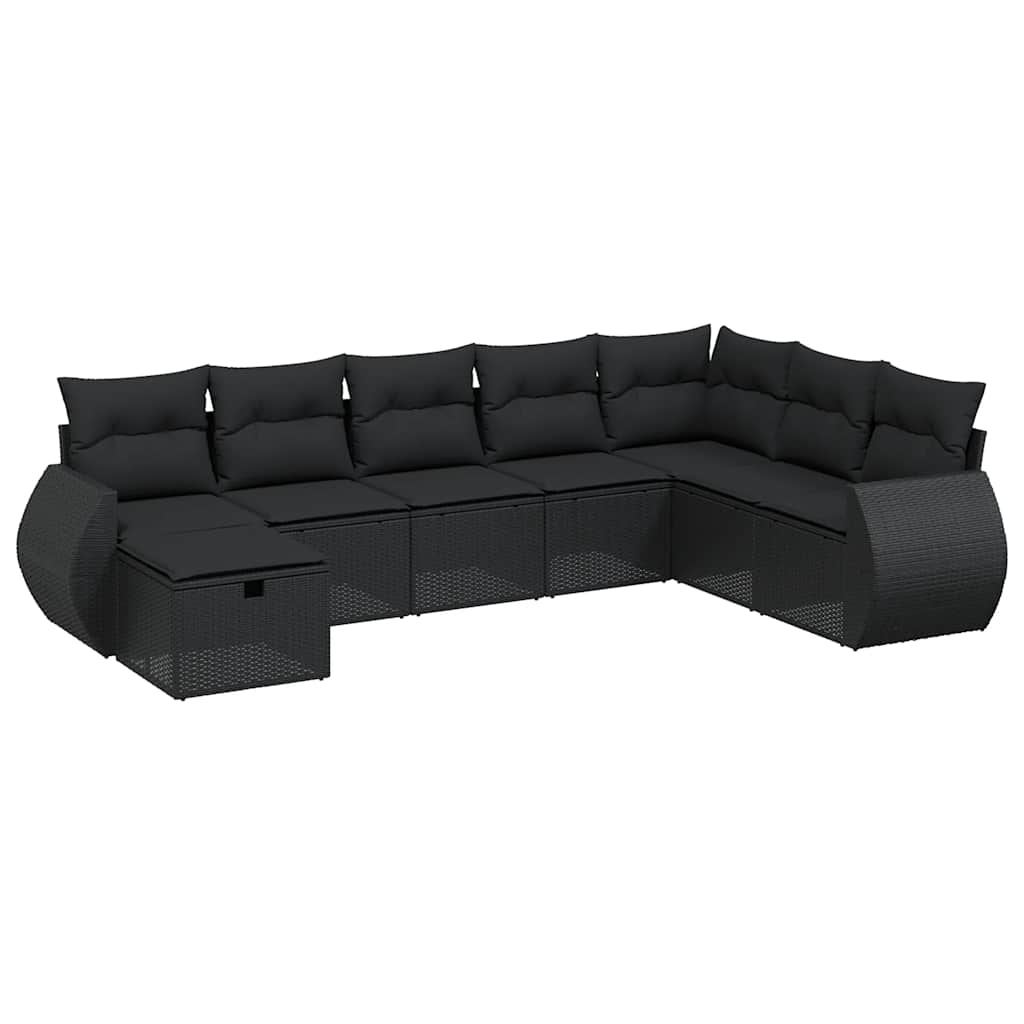 sofasæt til haven 8 dele med hynder polyrattan sort