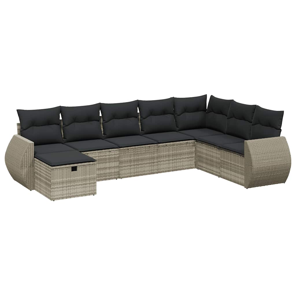 sofasæt til haven 8 dele med hynder polyrattan lysegrå