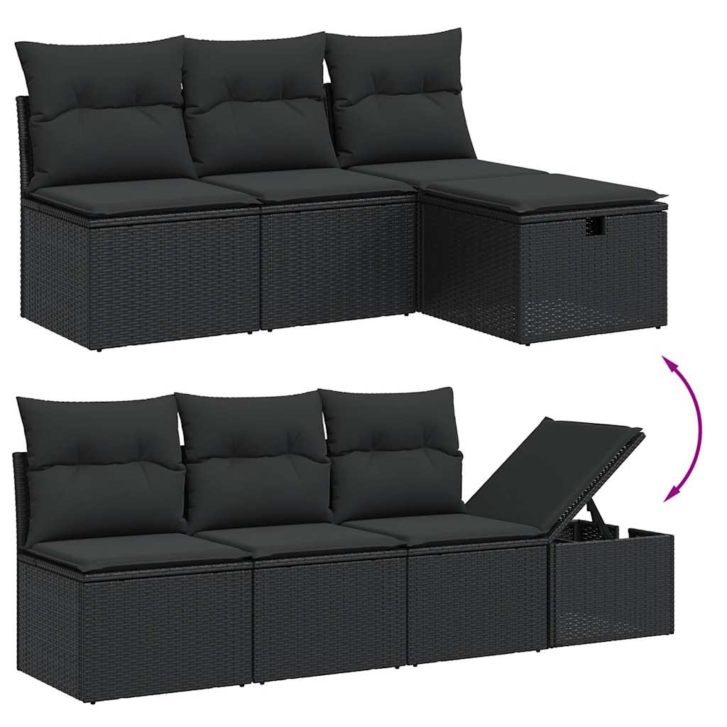sofasæt til haven 9 dele med hynder polyrattan sort