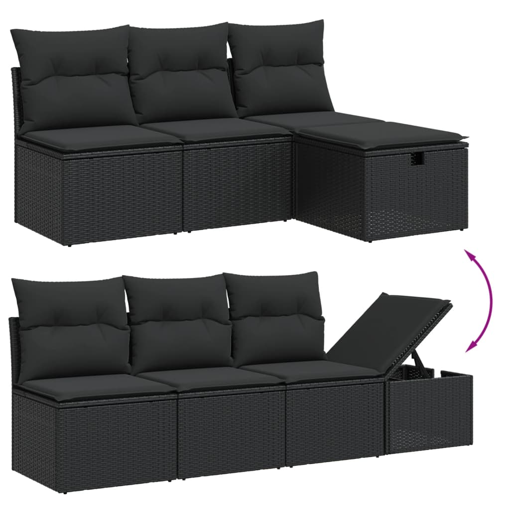 sofasæt til haven 9 dele med hynder polyrattan sort