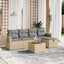 havesofasæt 6 dele med hynder polyrattan beige