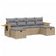 havesofasæt 6 dele med hynder polyrattan beige