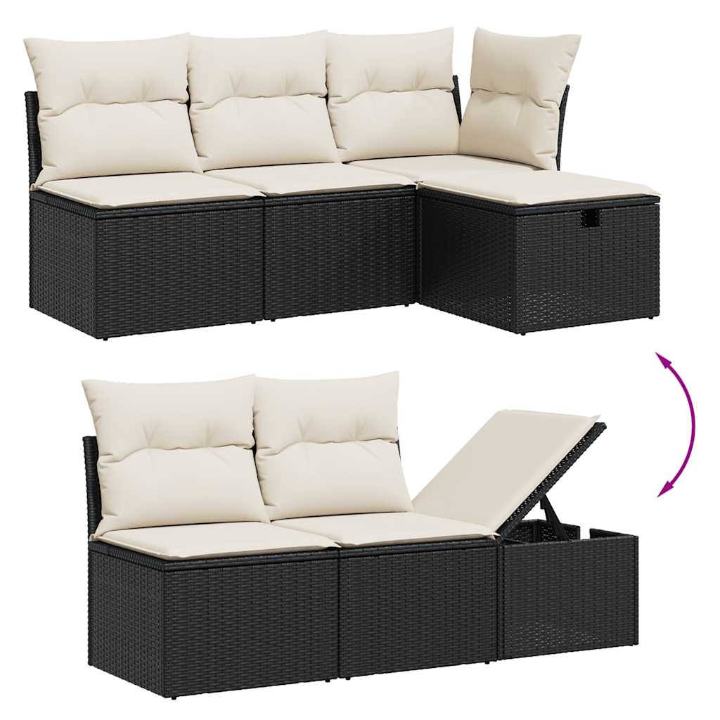 sofasæt til haven 10 dele med hynder polyrattan sort