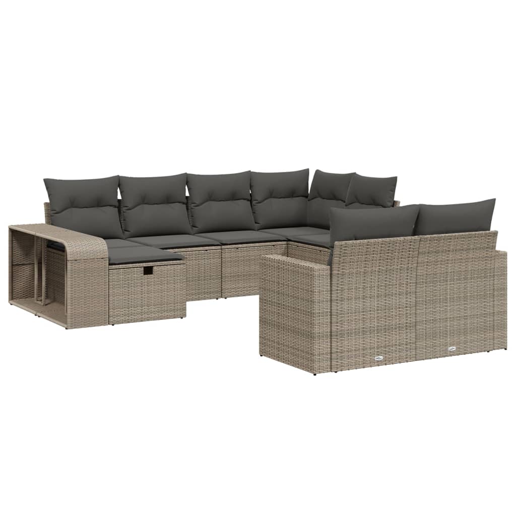sofasæt til haven 10 dele med hynder polyrattan lysegrå