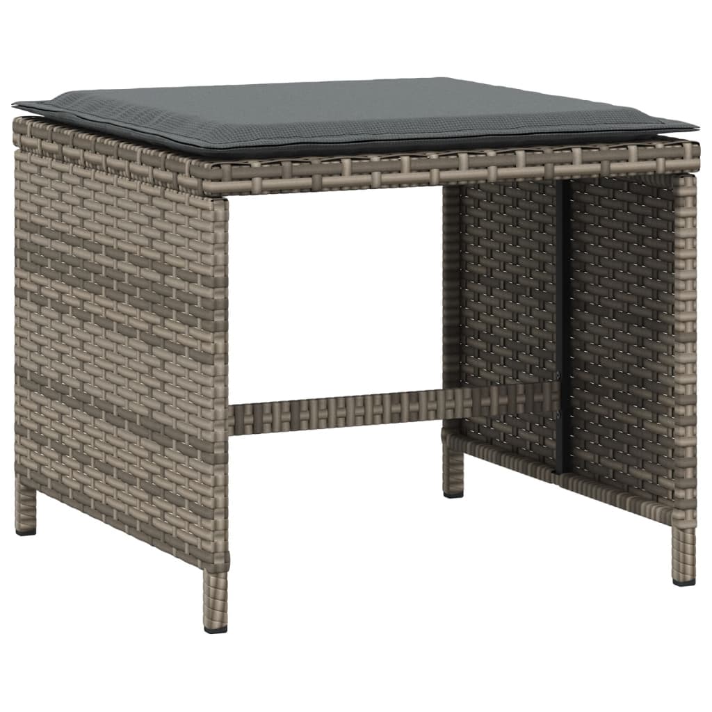 haveskamler 4 stk. med hynder 40x40x35 cm polyrattan grå