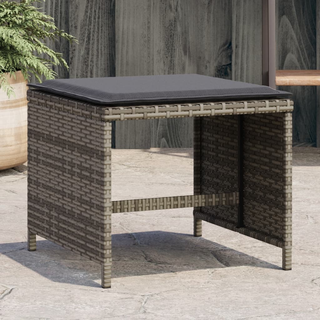 haveskamler 4 stk. med hynder 40x40x35 cm polyrattan grå billede