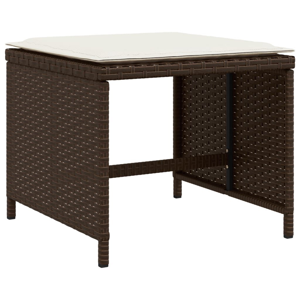 haveskamler 4 stk. med hynder 40x40x35 cm polyrattan brun