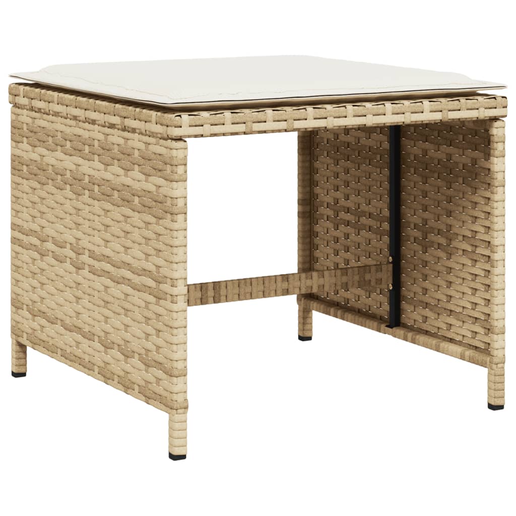 haveskamler 4 stk. med hynder 40x40x35 cm polyrattan beige