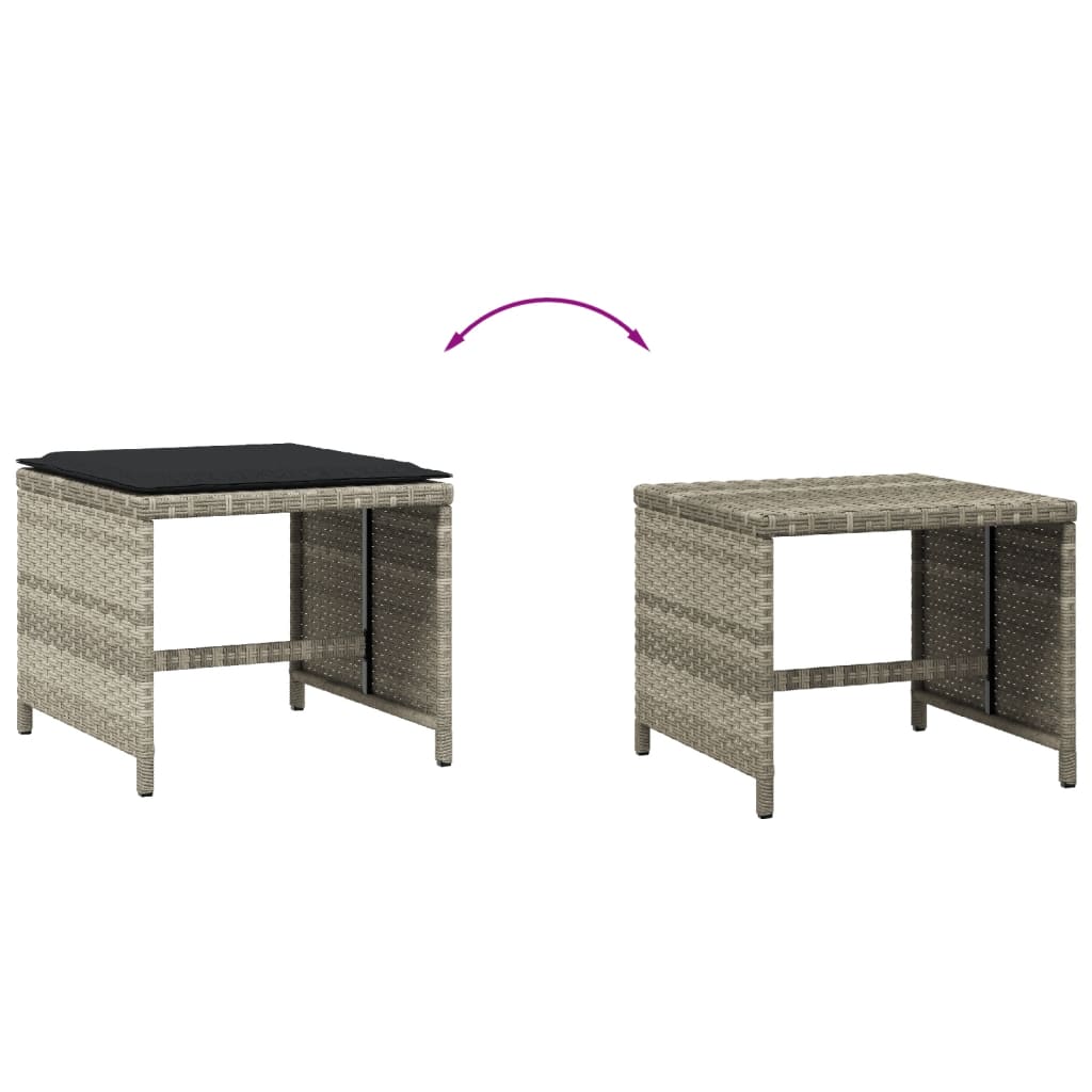 haveskamler 4 stk. med hynder 40x40x35 cm polyrattan lysegrå