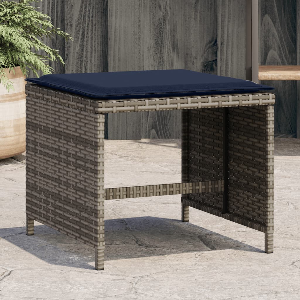 haveskamler 4 stk. med hynder 40x40x35 cm polyrattan grå billede