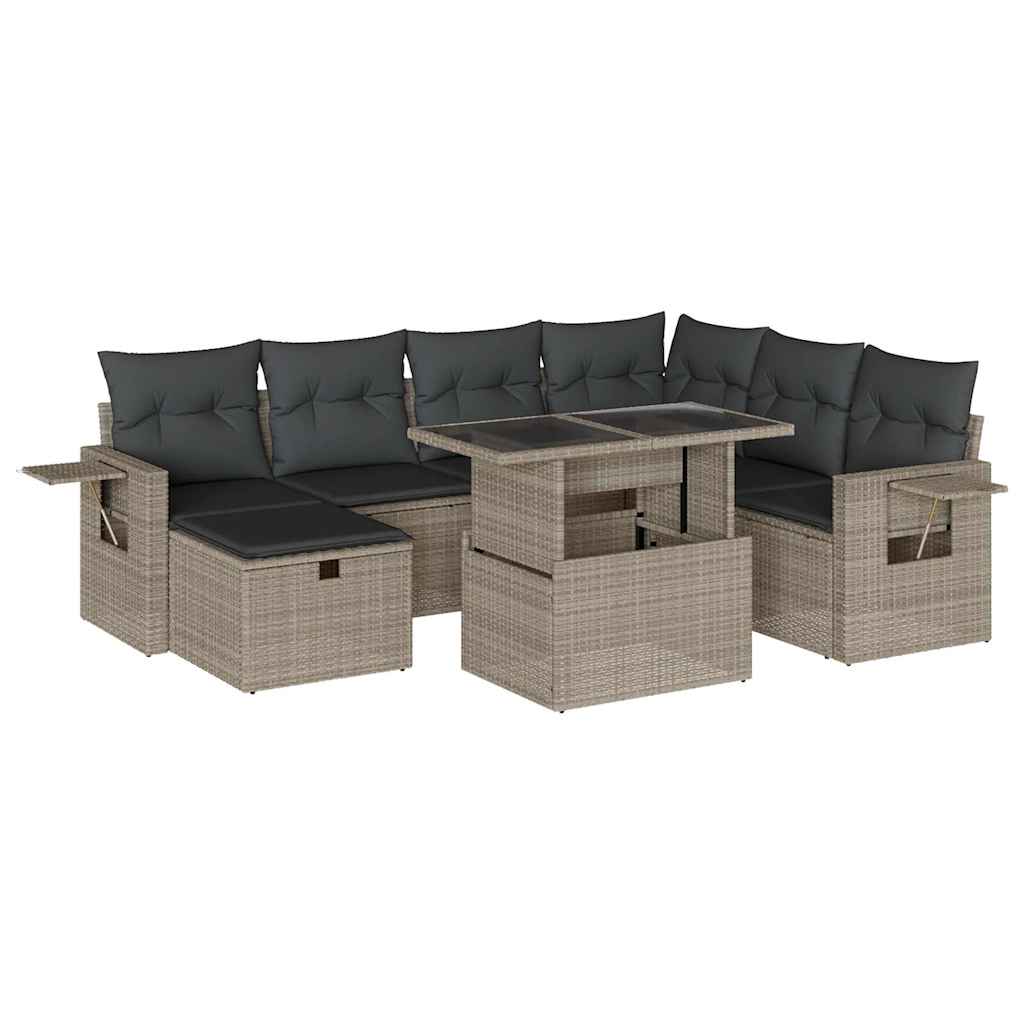 sofasæt til haven 8 dele med hynder polyrattan lysegrå