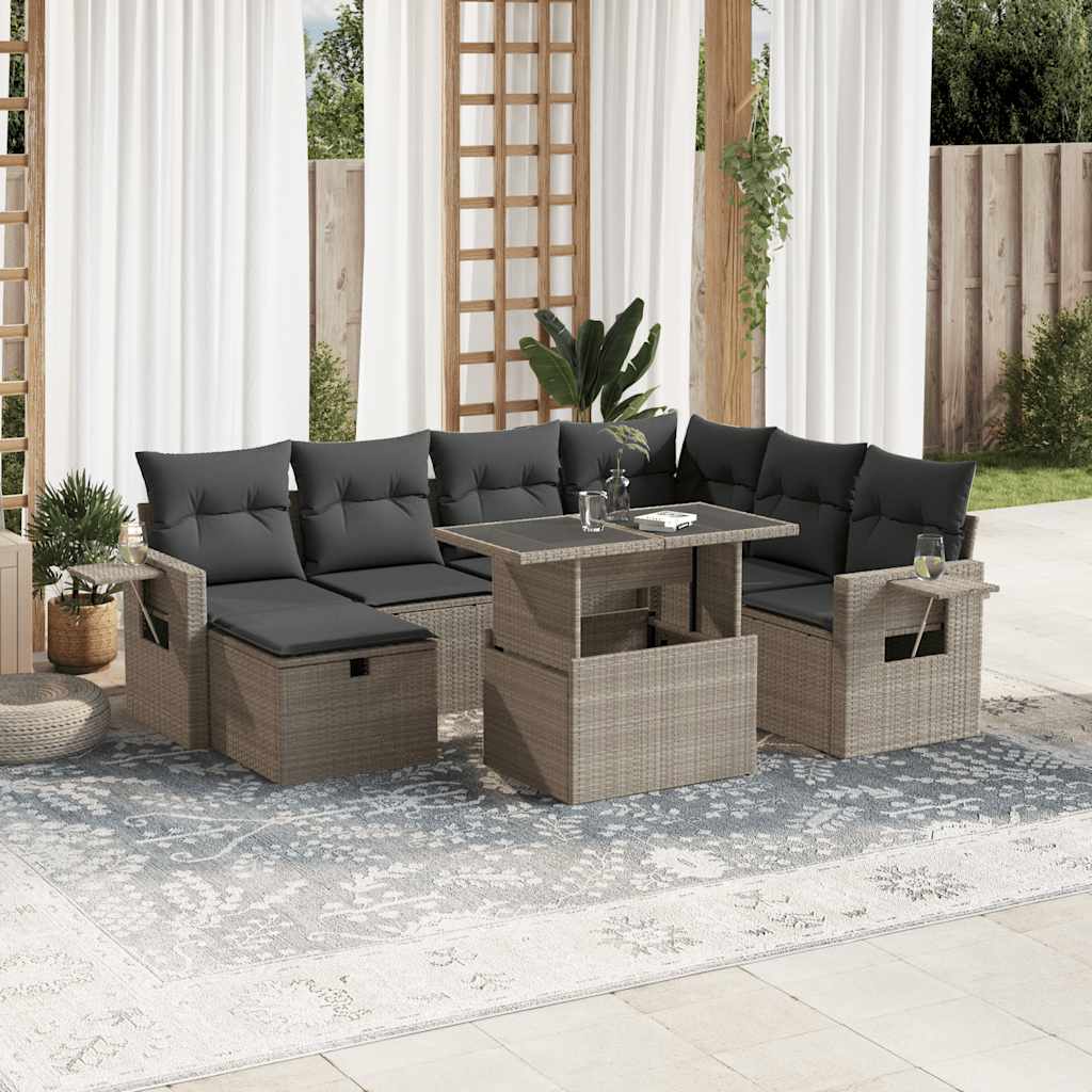 sofasæt til haven 8 dele med hynder polyrattan lysegrå