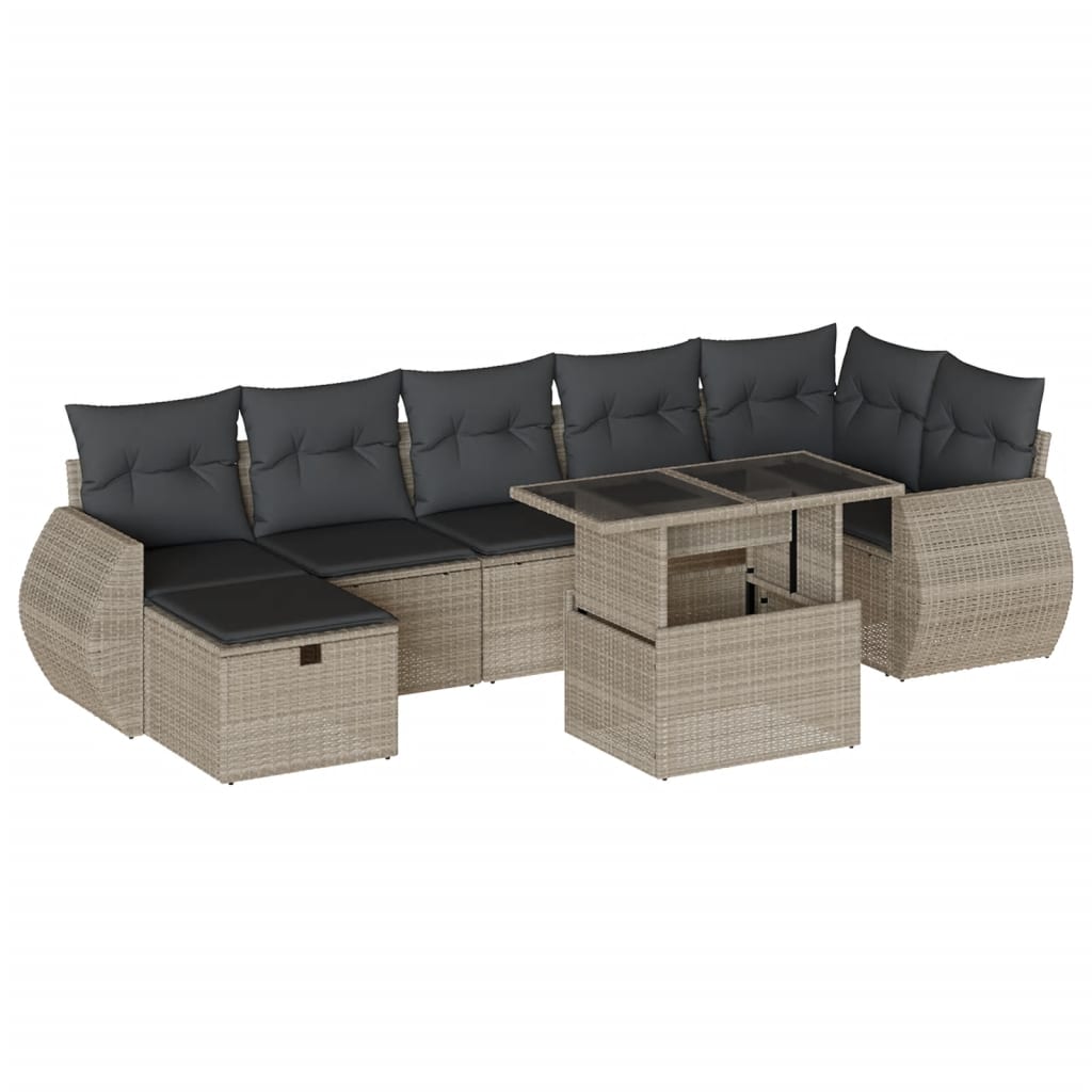 sofasæt til haven 8 dele med hynder polyrattan lysegrå