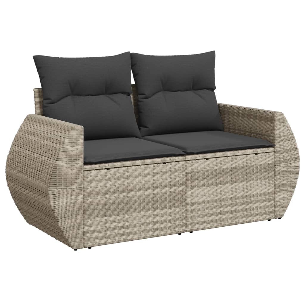 sofasæt til haven 9 dele med hynder polyrattan lysegrå