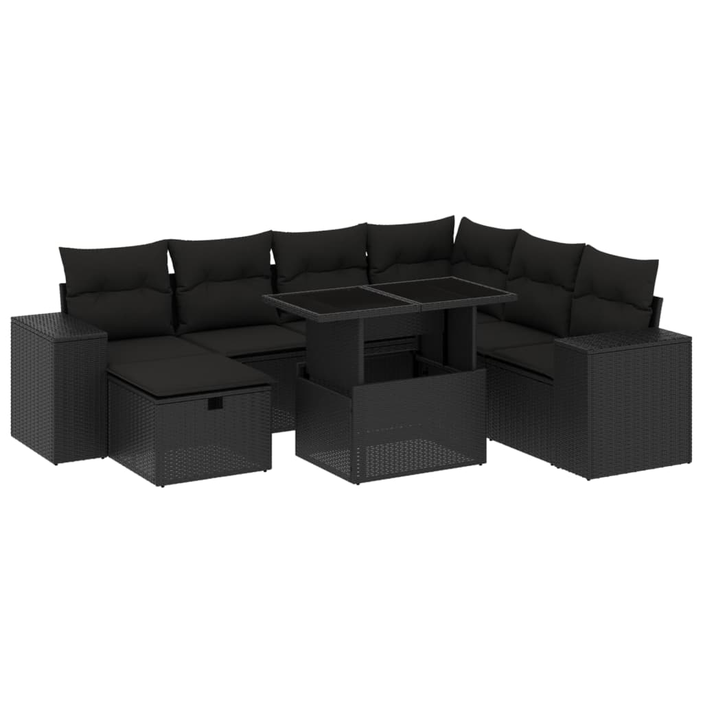 sofasæt til haven 8 dele med hynder polyrattan sort