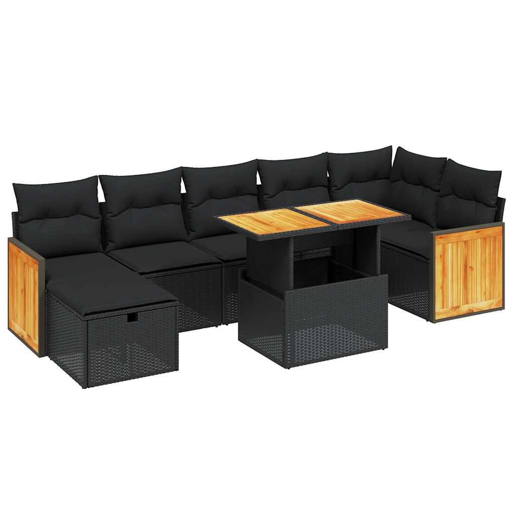 sofasæt til haven 8 dele med hynder polyrattan sort
