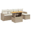 sofasæt til haven 6 dele med hynder polyrattan beige