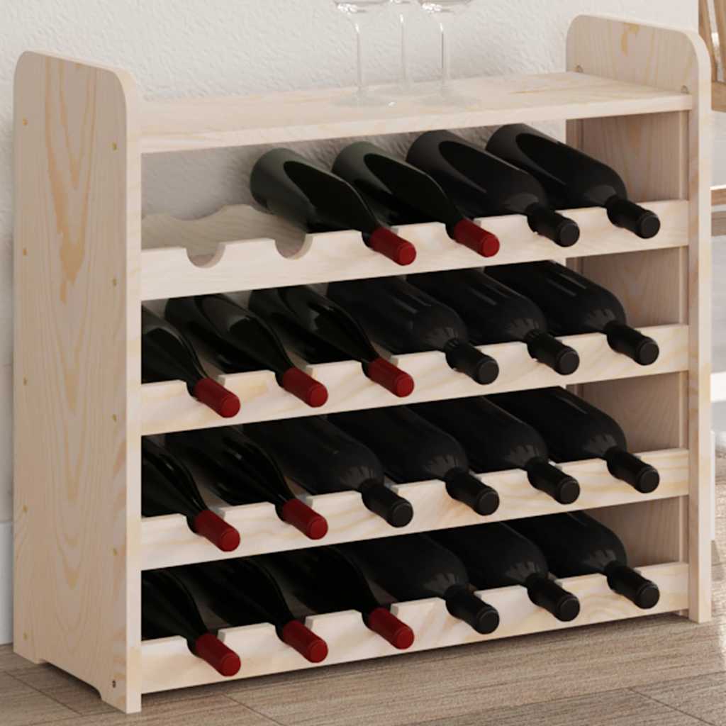 vinreol med topplade 67,5x25x60 cm massivt fyrretræ