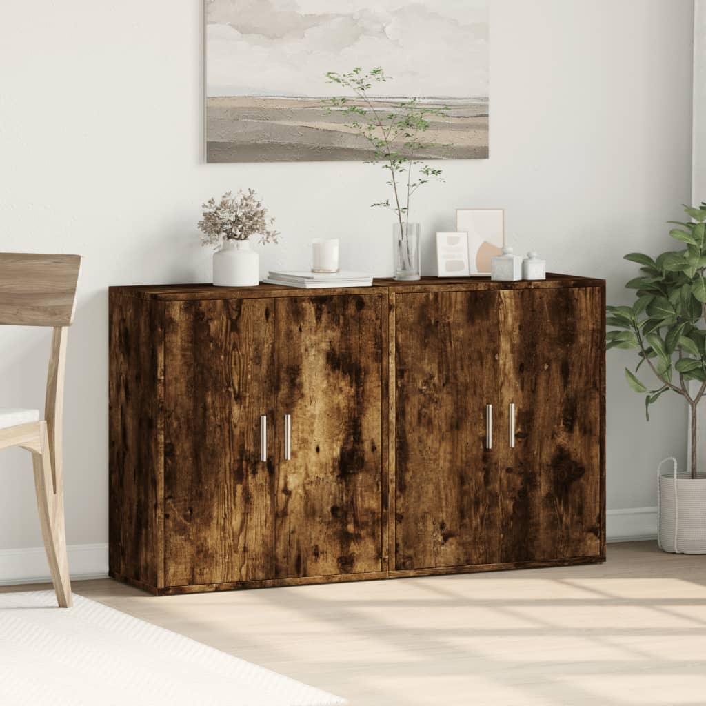 skænke 2 stk. 60x31x70 cm konstrueret træ røget egetræsfarve