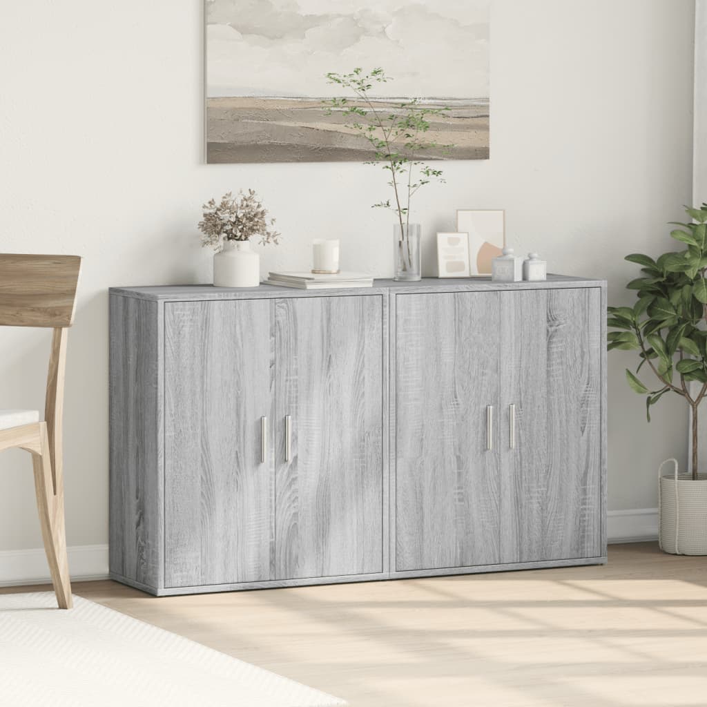 skænke 2 stk. 60x31x70 cm konstrueret træ grå sonoma-eg