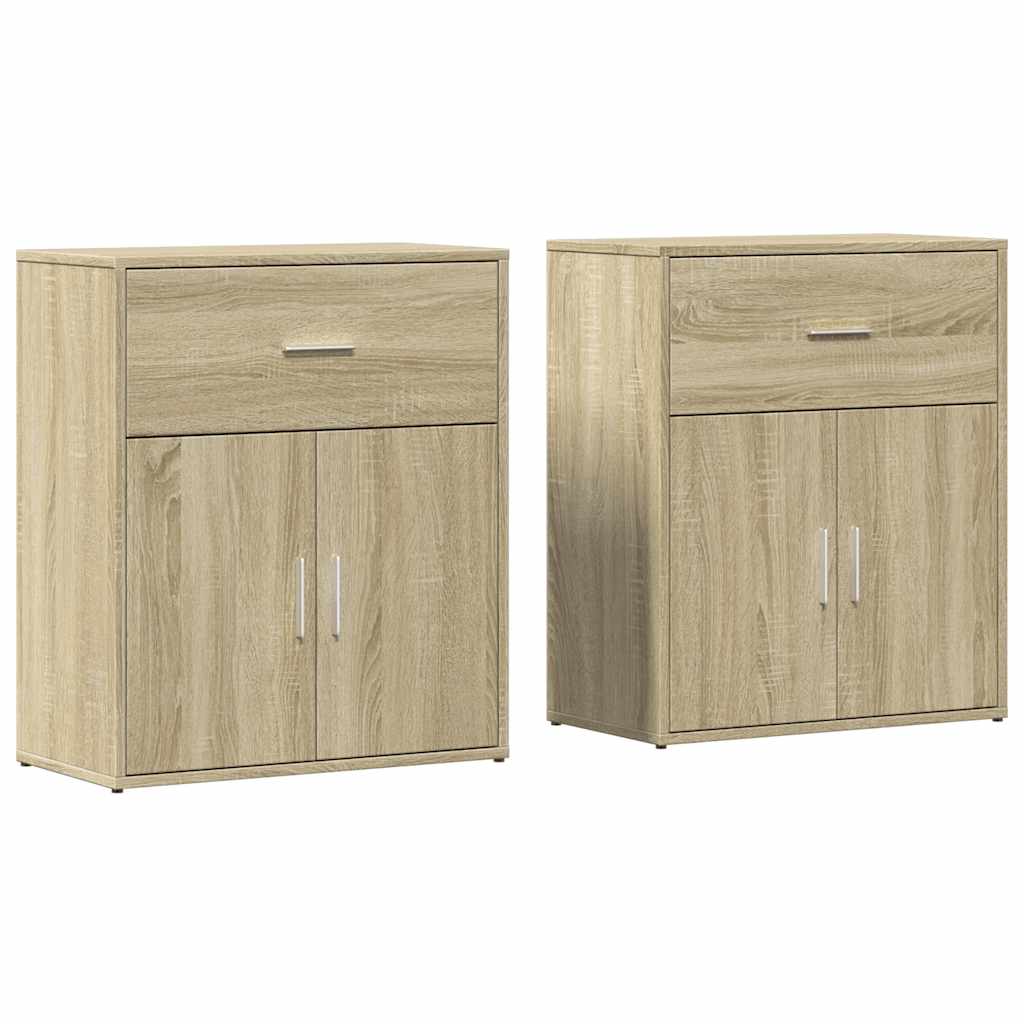 skænke 2 stk. 60x31x70 cm konstrueret træ sonoma-eg