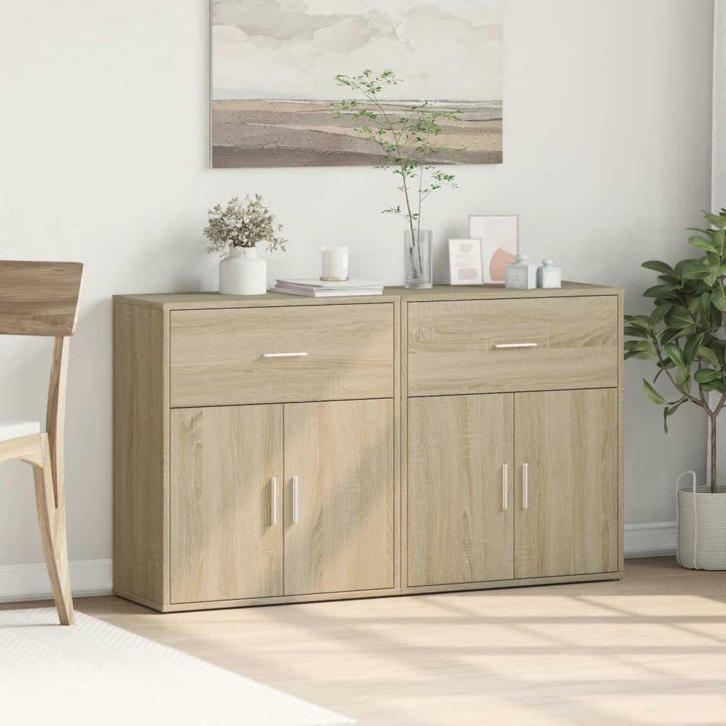 skænke 2 stk. 60x31x70 cm konstrueret træ sonoma-eg