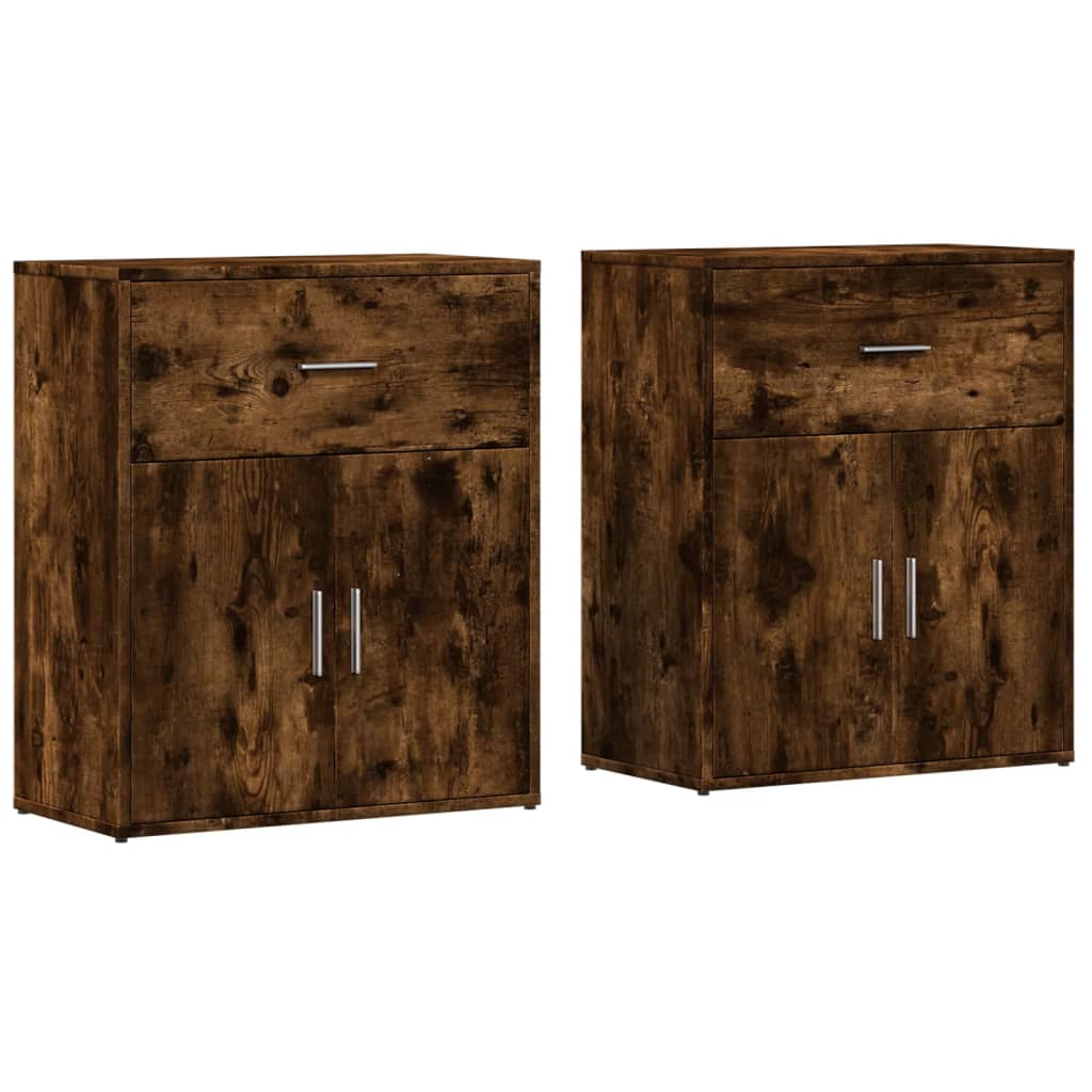 skænke 2 stk. 60x31x70 cm konstrueret træ røget egetræsfarve