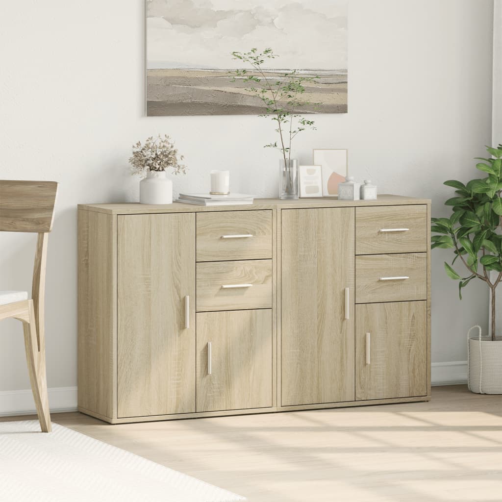 skænke 2 stk. 60x31x70 cm konstrueret træ sonoma-eg