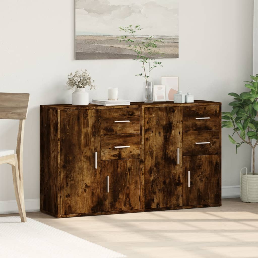 skænke 2 stk. 60x31x70 cm konstrueret træ røget egetræsfarve