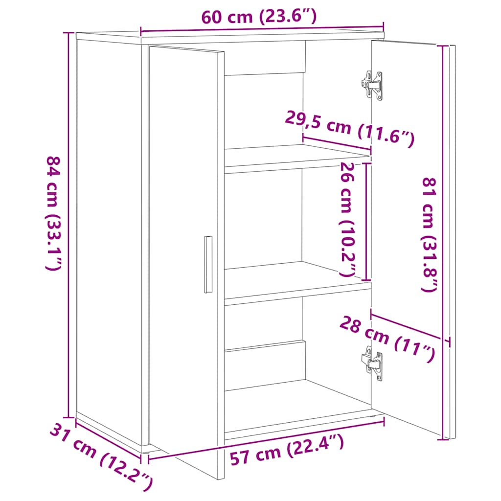 kommoder 2 stk.. 60x31x84 cm konstrueret træ hvid