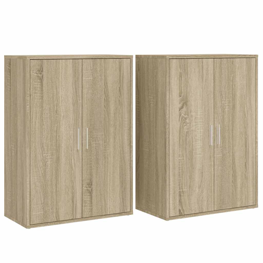 kommoder 2 stk. 60x31x84 cm konstrueret træ sonoma-eg