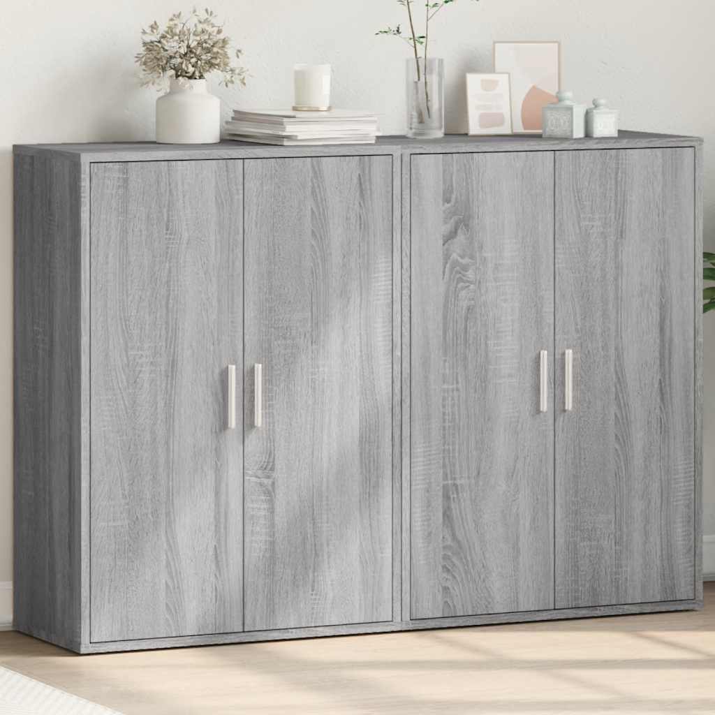 kommoder 2 stk. 60x31x84 cm konstrueret træ grå sonoma-eg
