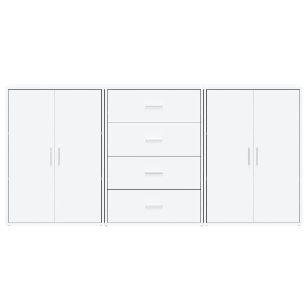 kommoder 3 stk. 60x31x84 cm konstrueret træ hvid