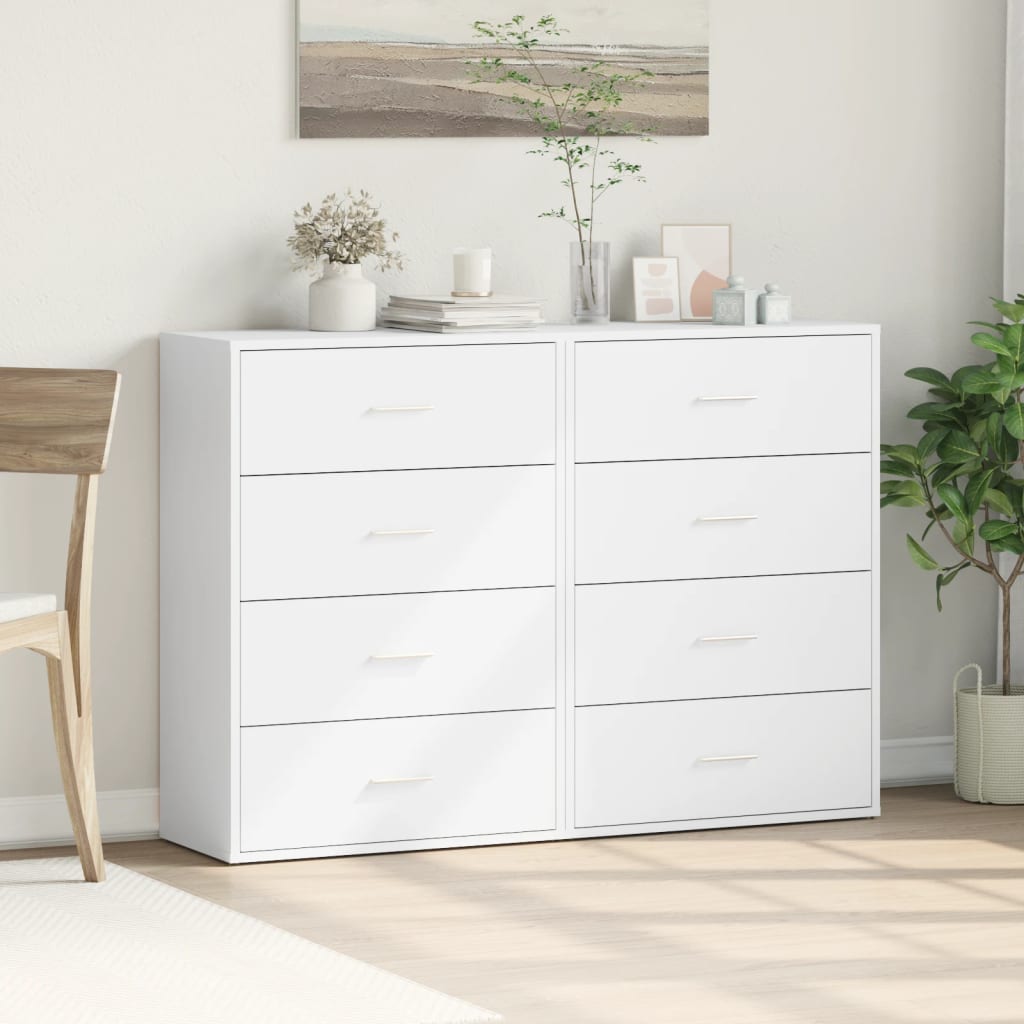 kommoder 2 stk.. 60x31x84 cm konstrueret træ hvid