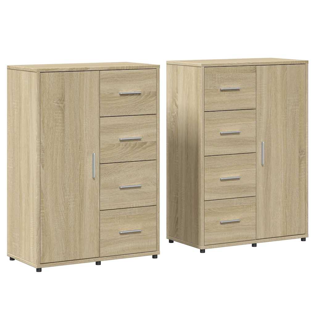kommoder 2 stk. 60x31x84 cm konstrueret træ sonoma-eg