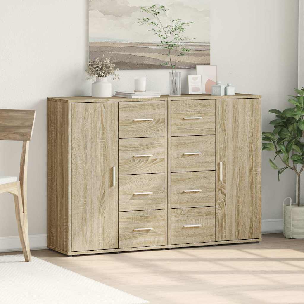 kommoder 2 stk. 60x31x84 cm konstrueret træ sonoma-eg