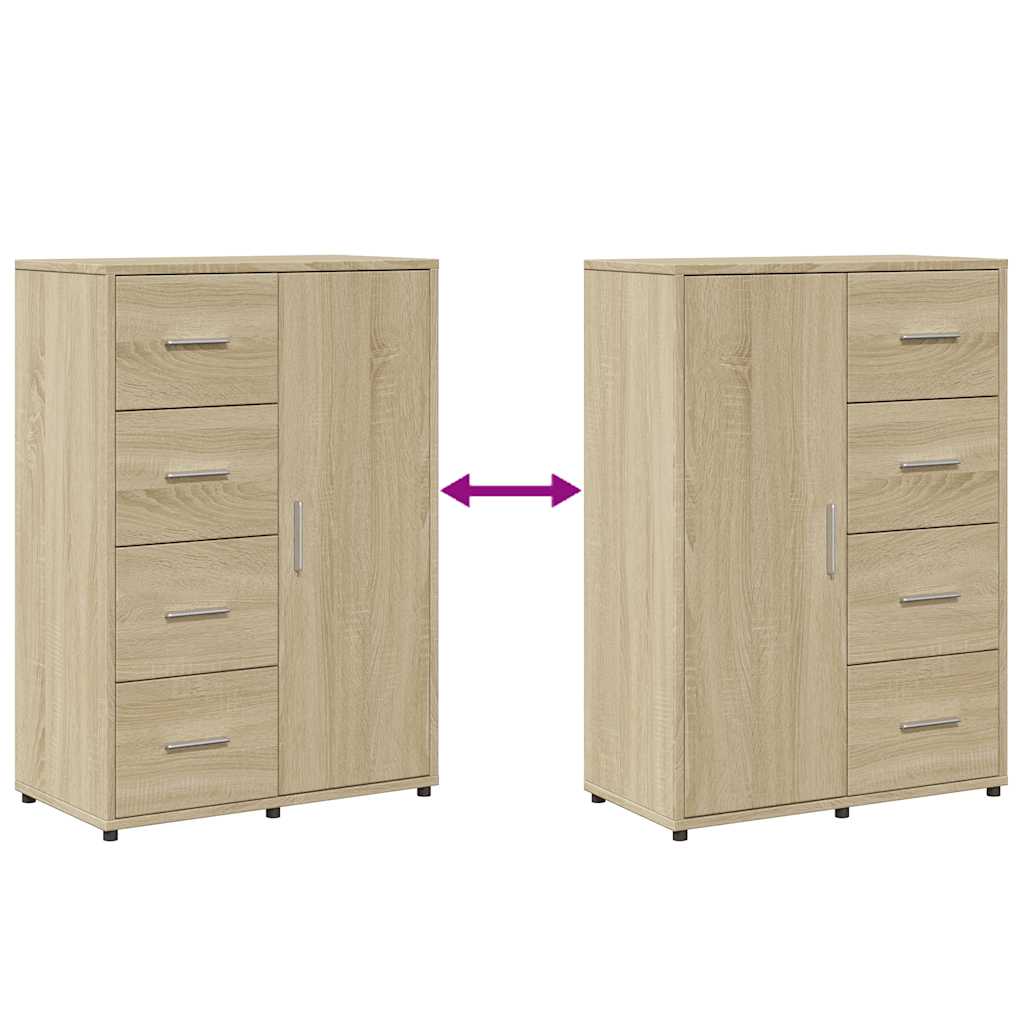 kommoder 2 stk. 60x31x84 cm konstrueret træ sonoma-eg