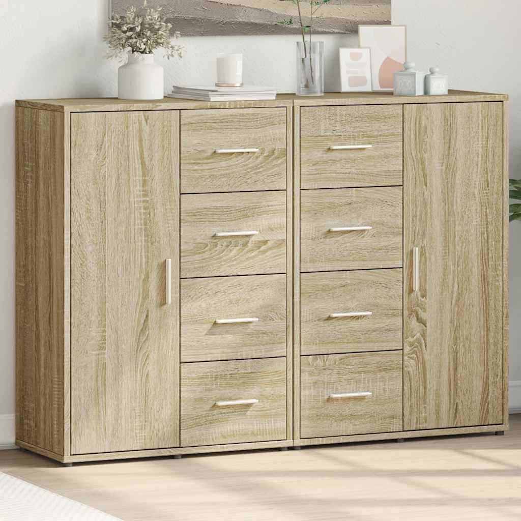 kommoder 2 stk. 60x31x84 cm konstrueret træ sonoma-eg