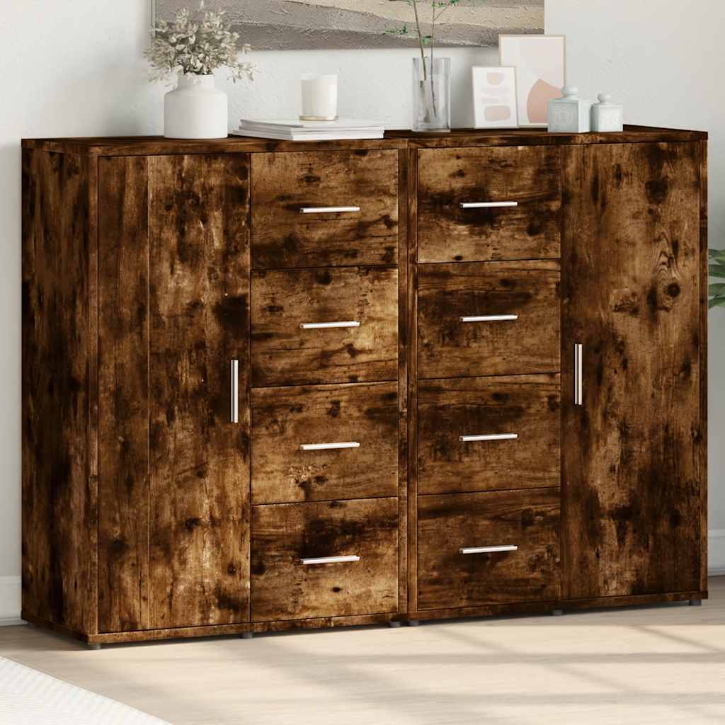 kommoder 2 stk. 60x31x84 cm konstrueret træ røget egetræsfarve