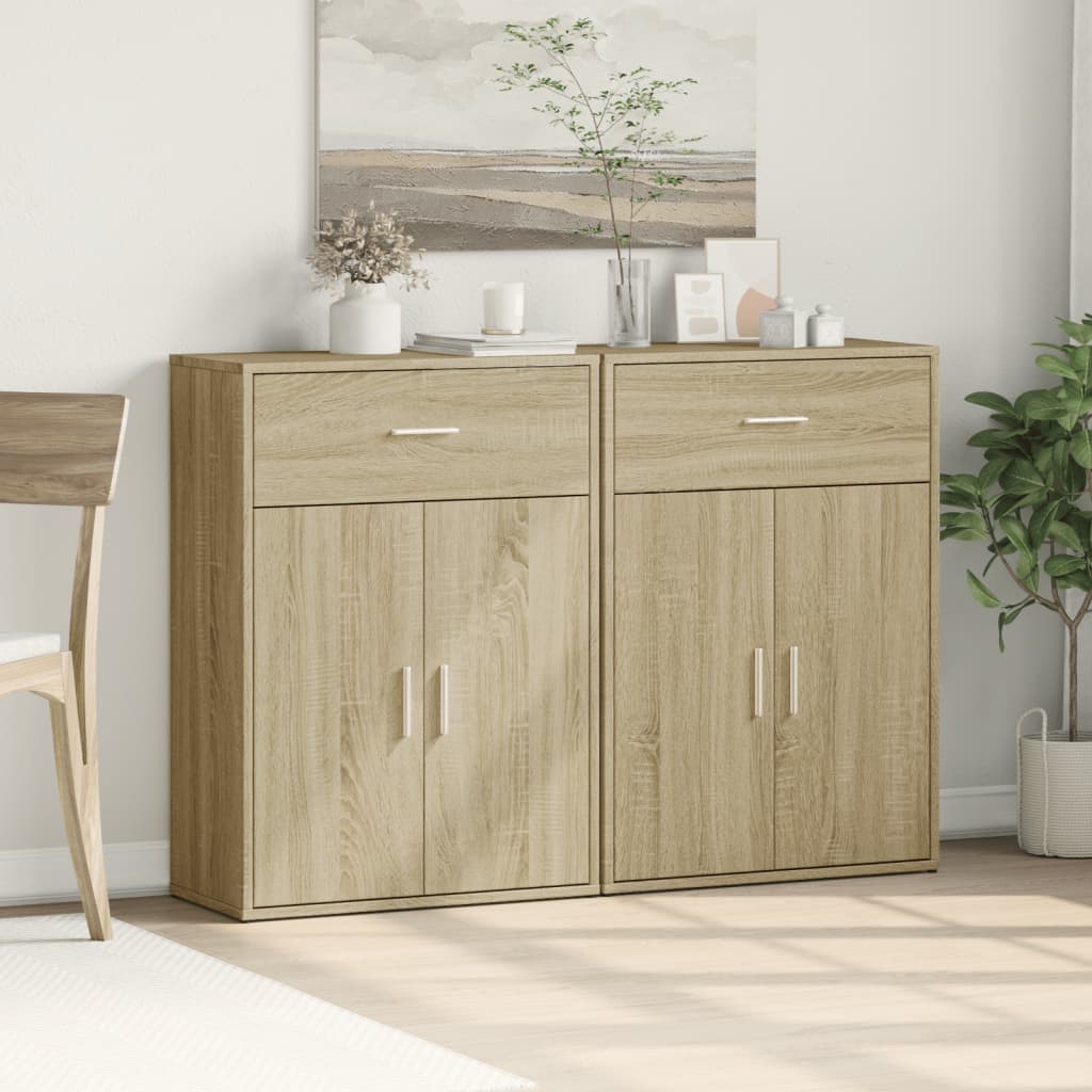 skænke 2 stk. 60x30x84 cm konstrueret træ sonoma-eg