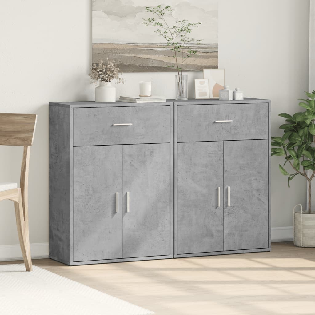 skænke 2 stk. 60x30x84 cm konstrueret træ betongrå