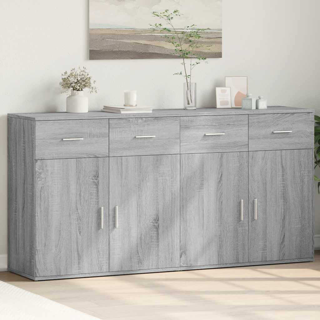 skænke 2 stk. 79x38x80 cm konstrueret træ grå sonoma-eg