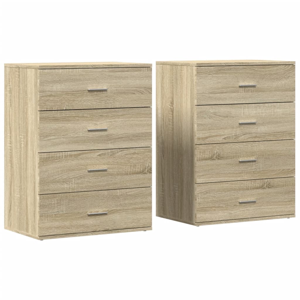 kommoder 2 stk. 60x39x80 cm konstrueret træ sonoma-eg