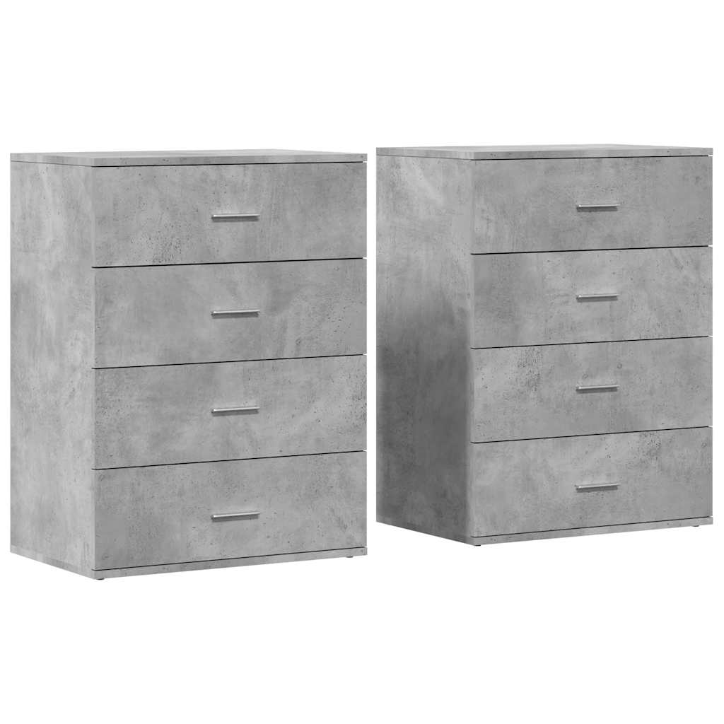 kommoder 2 stk. 60x39x80 cm konstrueret træ betongrå