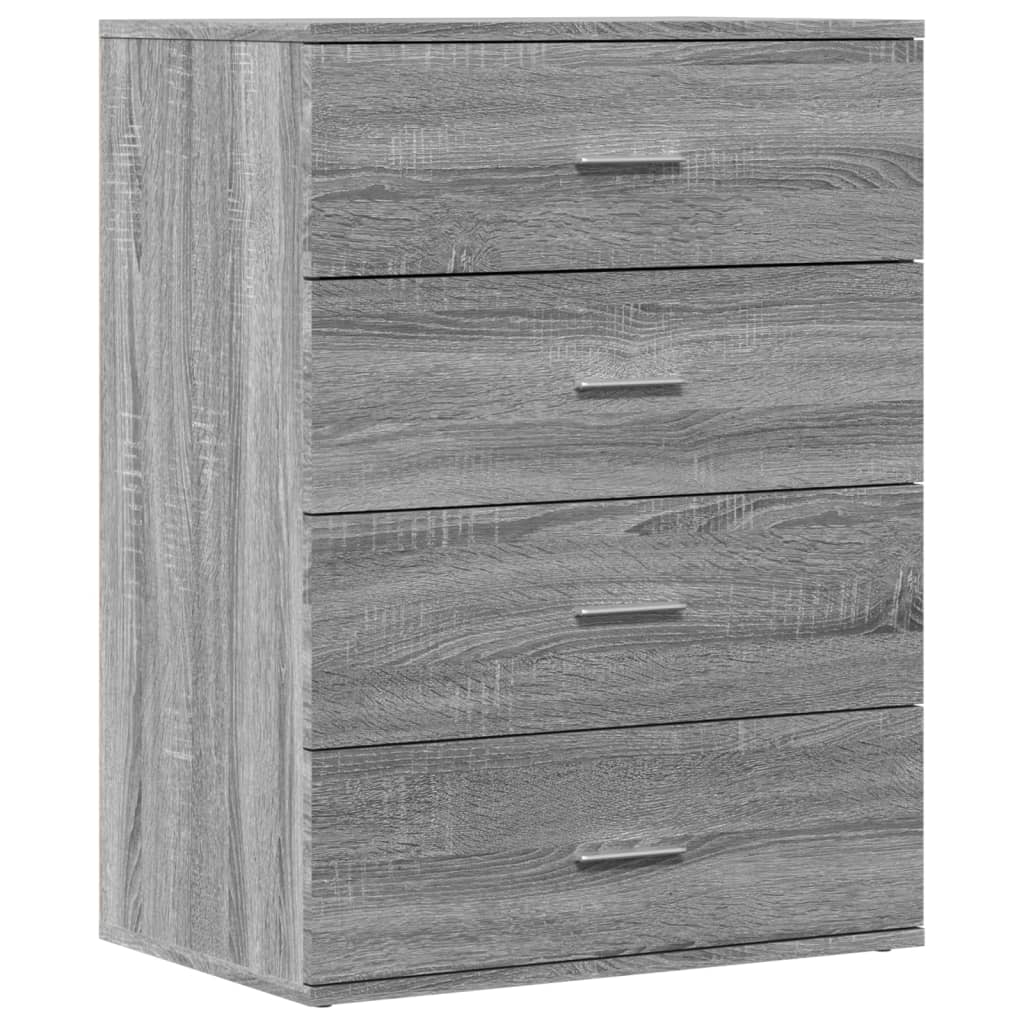 kommoder 2 stk. 60x39x80 cm konstrueret træ grå sonoma-eg