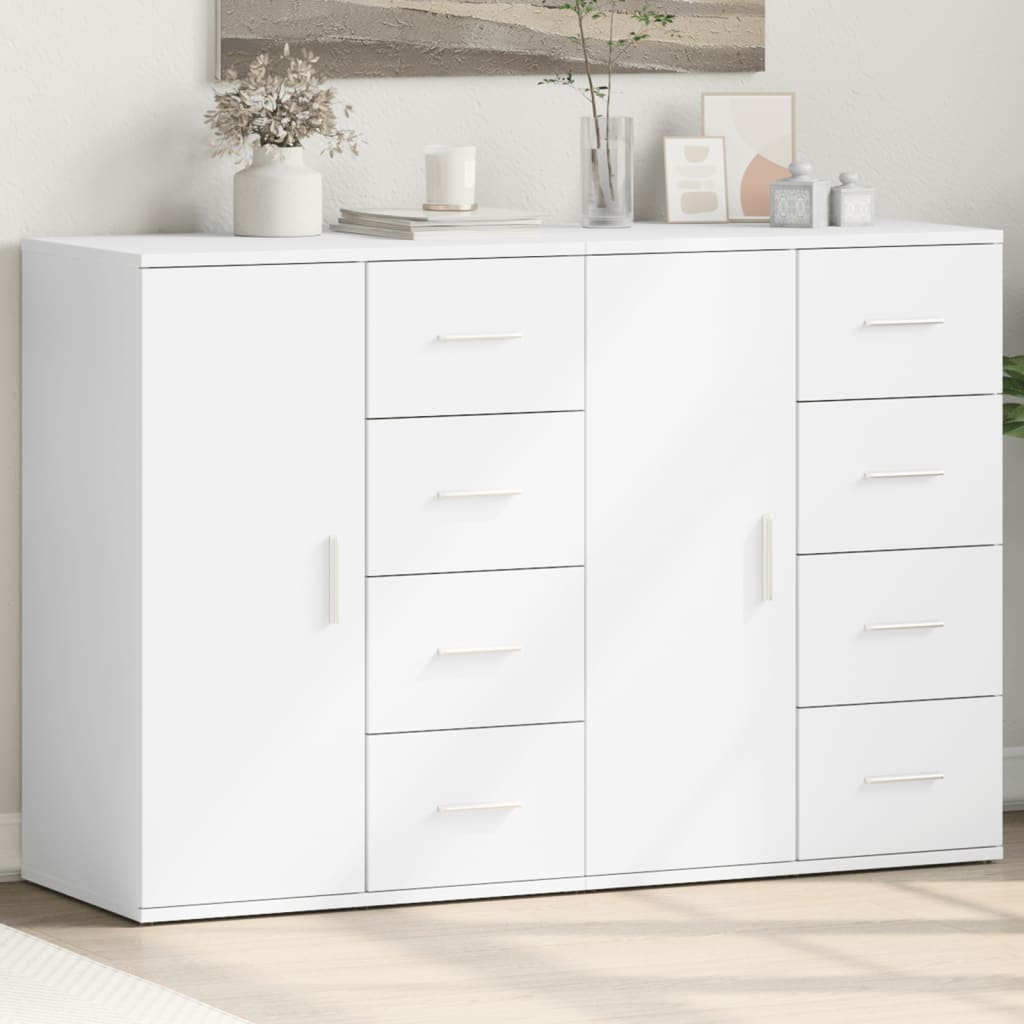 kommoder 2 stk. 59x39x80 cm konstrueret træ hvid