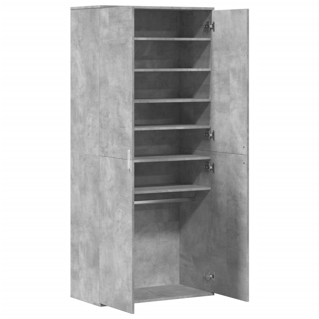 skoskab 80x39x178 cm konstrueret træ betongrå