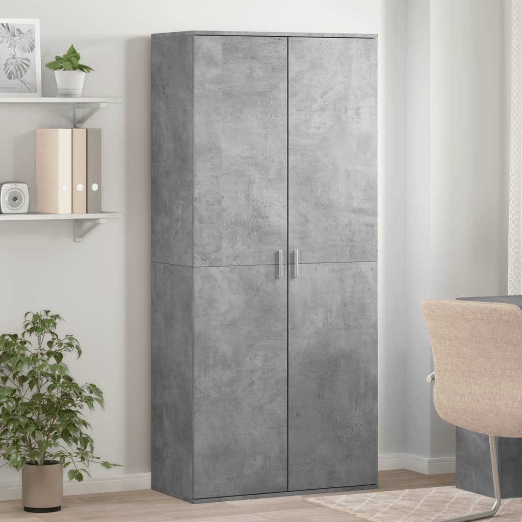 skoskab 80x39x178 cm konstrueret træ betongrå