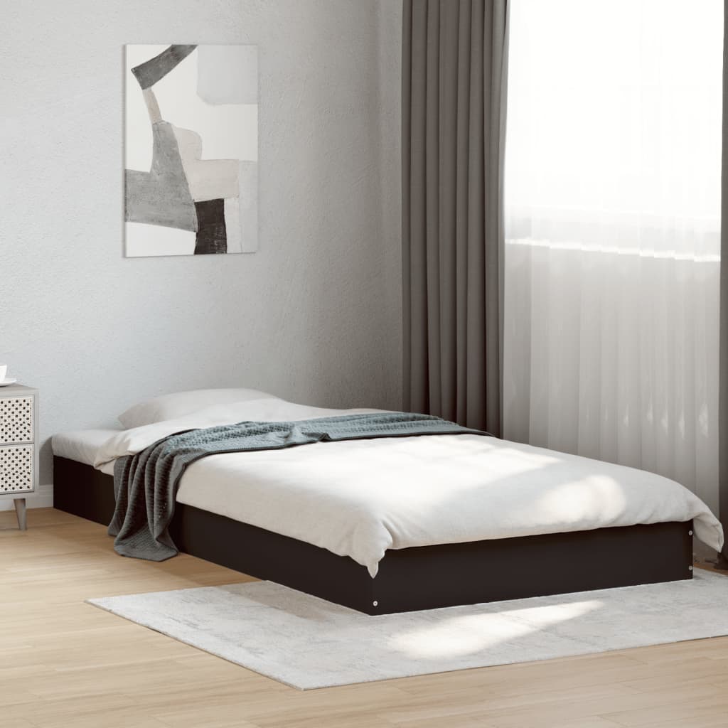 sengeramme 100x200 cm konstrueret træ sort